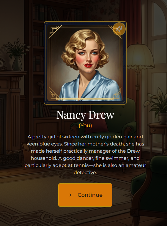 Young Mysteries character introduction screen